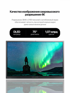 Интерактивная панель 75" , сенсорный LED монитор Орбита OT-HOT01